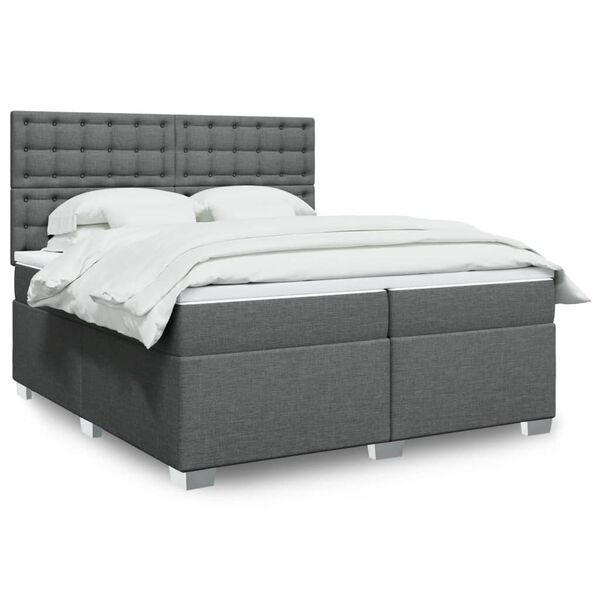 vidaXL Boxspring posteľ s matracom tmavosiv&aacute; 200x200 cm l&aacute;tka