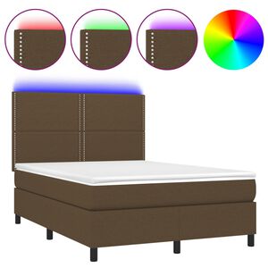 vidaXL Posteľ boxsping s matracom a LED tmavohned&aacute; 140x190 cm l&aacute;tka