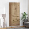 vidaXL Highboard 2 pcs Remeseln&yacute; dub Kon&scaron;trukčn&eacute; drevo a sklo