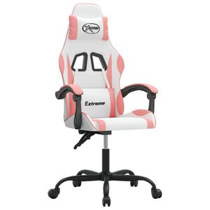 vidaXL Hern&aacute; stolička biela a ružov&aacute; umel&aacute; koža