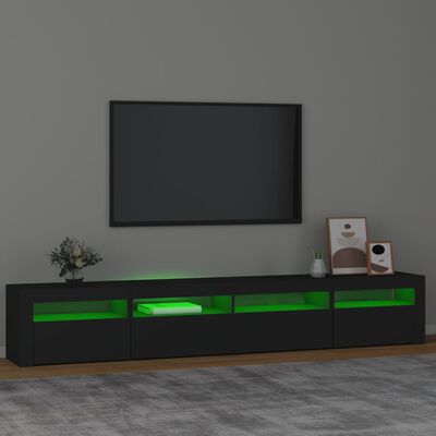 vidaXL TV skrinka s LED svetlami čierna 240x35x40 cm