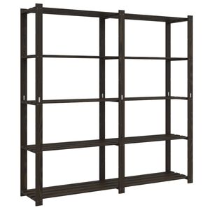 vidaXL Reg&aacute;l s 5 policami čierny 170x38x170 cm borovicov&yacute; mas&iacute;v