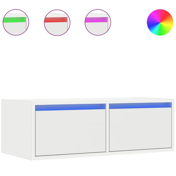 vidaXL TV skrinka s LED svetlami, biela 75x35,5x25 cm