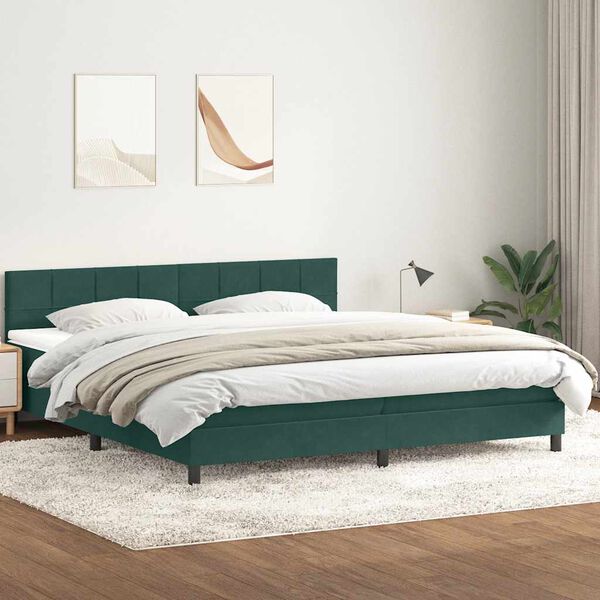 vidaXL Box Spring Posteľ s matracom Tmavo zelen&aacute; 200x210 cm Zamat
