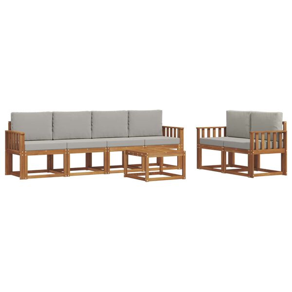 vidaXL Z&aacute;hradn&aacute; s&uacute;prava gaučov s vank&uacute;&scaron;om 7 pcs Pr&iacute;rodn&aacute; a svetlosiv&aacute;