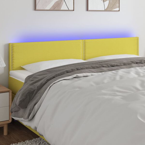 vidaXL Čelo postele s LED zelen&eacute; 160x5x78/88 cm l&aacute;tka