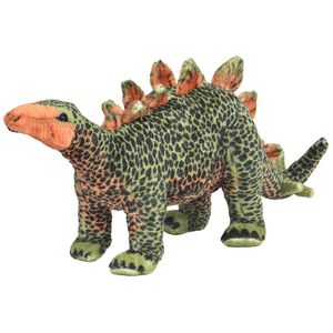 vidaXL Ply&scaron;ov&aacute; hračka dinosaurus stegosaurus zeleno-oranžov&yacute; XXL