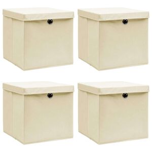 vidaXL &Uacute;ložn&eacute; boxy s vekom 4 ks, kr&eacute;mov&eacute; 32x32x32 cm, l&aacute;tka