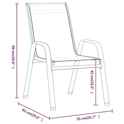 vidaXL Stohovateľné záhradné stoličky 4 ks hnedé textilénová látka