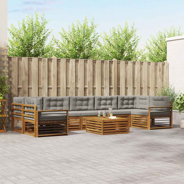 vidaXL Z&aacute;hradn&aacute; s&uacute;prava gaučov s vank&uacute;&scaron;om 8 pcs Pr&iacute;rodn&aacute; a svetlosiv&aacute;