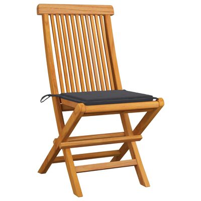 vidaXL Záhradné stoličky, antracitové podložky 6 ks, tíkový masív