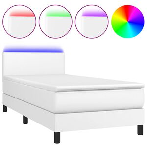 vidaXL Boxspring posteľ s matracom a LED biela 80x200 cm umel&aacute; koža