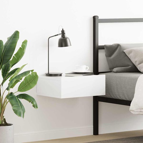 vidaXL N&aacute;stenn&yacute; nočn&yacute; stol&iacute;k, leskl&yacute; biely 40x30x15cm kompozitn&eacute; drevo