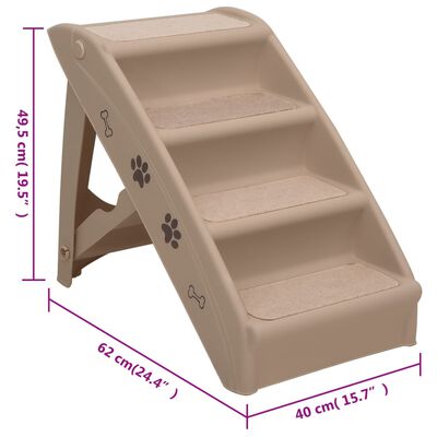 vidaXL Skladacie schody pre psa hnedé 62x40x49,5 cm