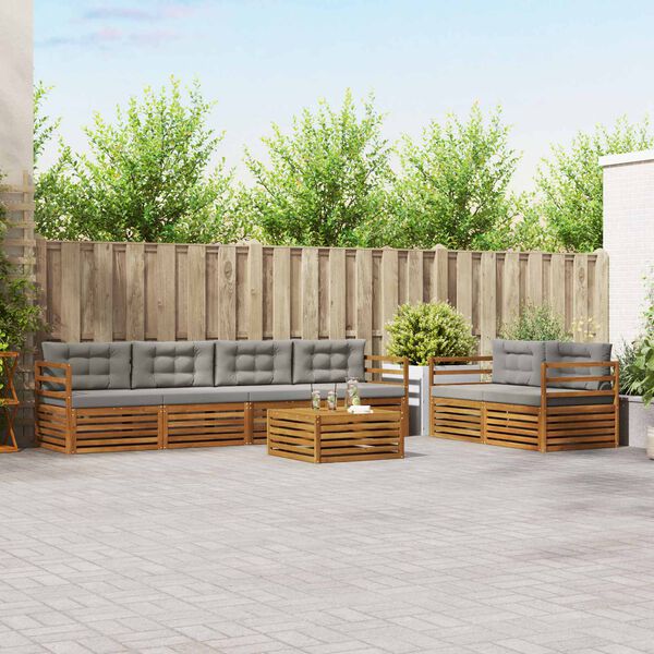 vidaXL Z&aacute;hradn&aacute; s&uacute;prava gaučov s vank&uacute;&scaron;om 7 pcs Pr&iacute;rodn&aacute; a svetlosiv&aacute;