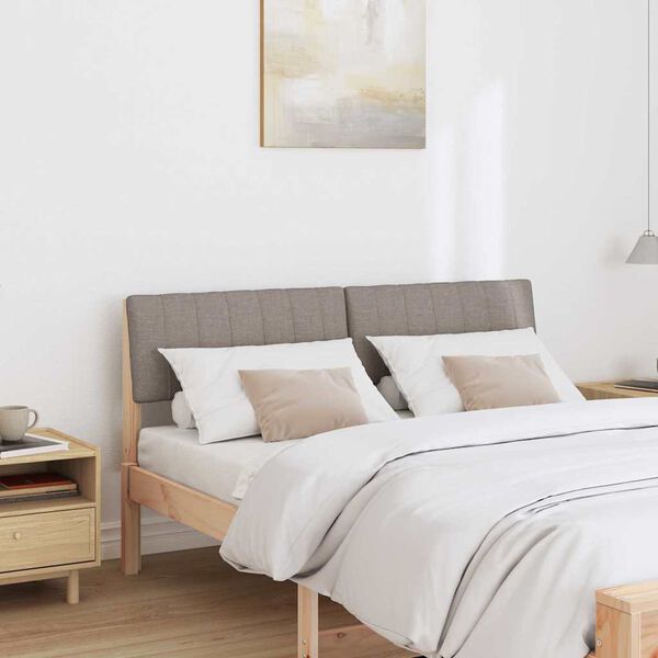 vidaXL Čalúnené čelo postele Sivohnedá 140 cm Masívne borovicové drevo