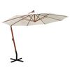 vidaXL Visiaci slnečn&iacute;k 350 cm, dreven&aacute; tyč, biely