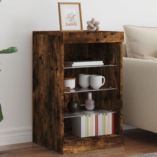 vidaXL Komoda s LED svetlami dymov&yacute; dub 41x37x67 cm