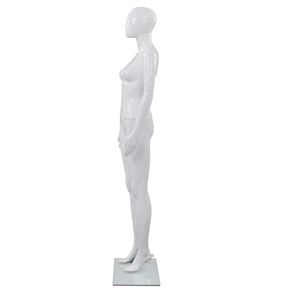 vidaXL Dámska figurína, sklenený podstavec, lesklá biela 175 cm