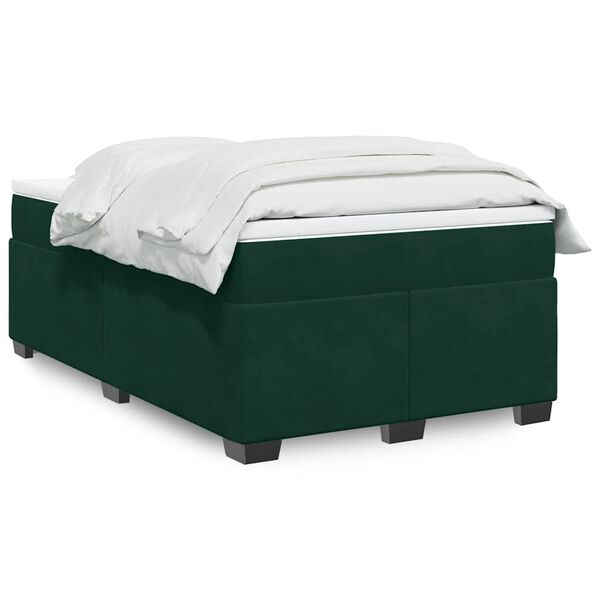 vidaXL Boxspring posteľ s matracom, tmavozelen&aacute; 120x190cm, zamat