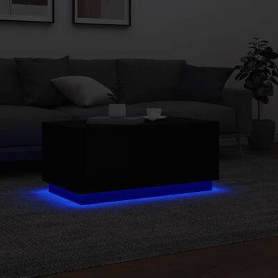 vidaXL Konferenčný stolík s LED svetlami čierny 90x50x40 cm