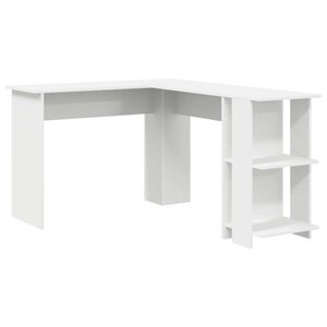 vidaXL Rohov&yacute; st&ocirc;l Biela Kompozitn&eacute; drevo 140 x 113,5 x 75 cm