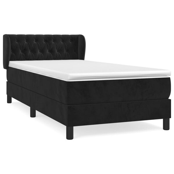 vidaXL Posteľn&yacute; r&aacute;m boxspring s matracom čierny 90x190 cm zamat