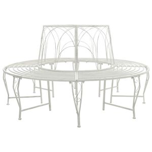 vidaXL Stromov&aacute; lavička 8-Počet miest &Oslash; 160 x 89 cm Oceľ Antick&aacute; biela