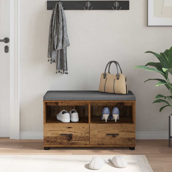 vidaXL Predsieňov&aacute; lavica s vank&uacute;&scaron;om Star&eacute; drevo 80 x 38 x 46 cm