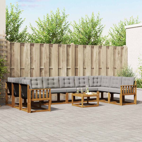 vidaXL Z&aacute;hradn&aacute; s&uacute;prava gaučov s vank&uacute;&scaron;om 11 pcs Pr&iacute;rodn&aacute; a svetlosiv&aacute;