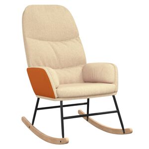 vidaXL Hojdacie kreslo kr&eacute;movo-biele l&aacute;tkov&eacute;