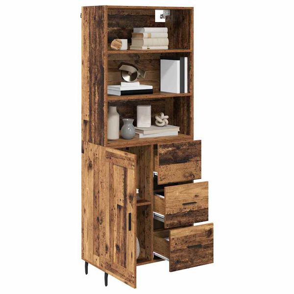 vidaXL Highboard so z&aacute;suvkou Star&eacute; drevo 69,5 x 34 x 180 cm