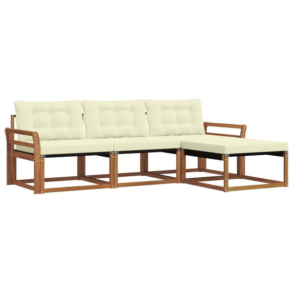 vidaXL Z&aacute;hradn&aacute; s&uacute;prava gaučov s vank&uacute;&scaron;om 4 pcs Pr&iacute;rodn&aacute; a kr&eacute;mov&aacute;