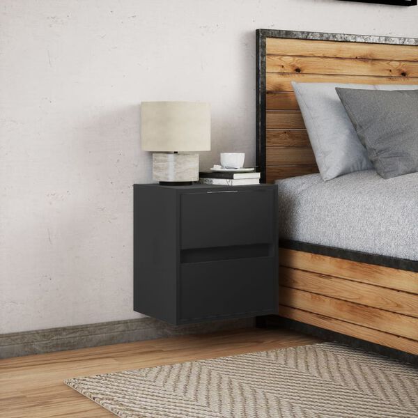 vidaXL N&aacute;stenn&aacute; nočn&aacute; skrinka s LED osvetlen&iacute;m čierna