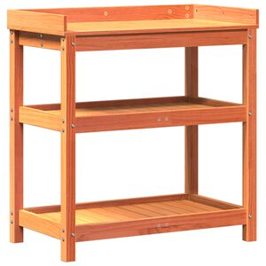 vidaXL St&ocirc;l na pres&aacute;dzanie s policami hned&yacute; 82,5x45x86,5 cm borovica