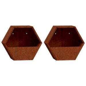 vidaXL N&aacute;stenn&eacute; kvetin&aacute;če 2 ks, hrdzav&eacute;, cortenov&aacute; oceľ 30x10x25 cm
