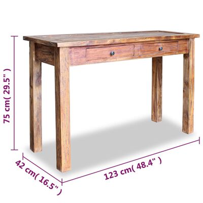 vidaXL Prístavný stolík z recyklovaného dreva, 123x42x75 cm