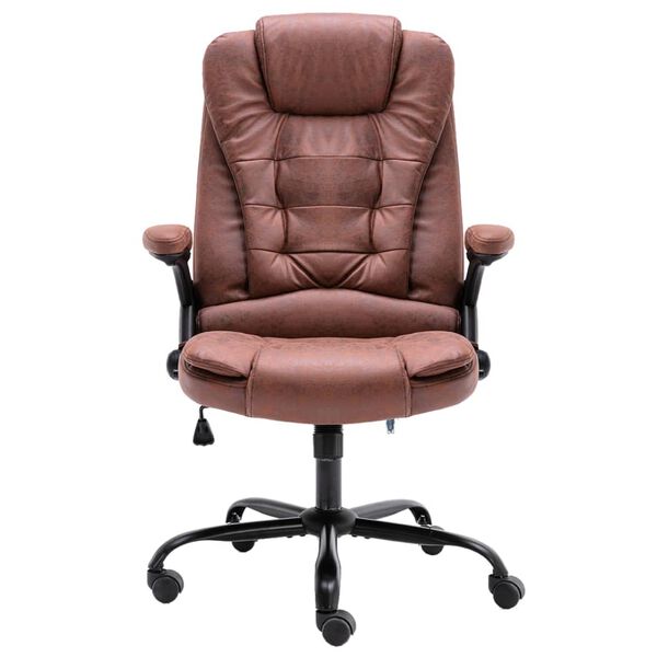 vidaXL Kancel&aacute;rske kreslo, svetlohned&eacute;, umel&yacute; semi&scaron;