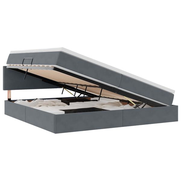 vidaXL &Uacute;ložn&aacute; posteľ s matracmi Tmavo &scaron;ed&aacute; 200 x 200 cm Zamat