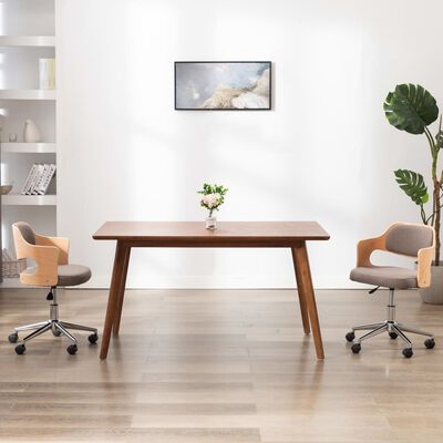 vidaXL Otočná kancelárska stolička sivohnedá ohýbané drevo a látka