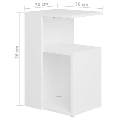 vidaXL Príručný stolík, biely 36x30x56 cm, kompozitné drevo