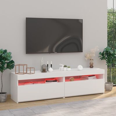 vidaXL TV skrinky 2 ks s LED svetlami lesklé biele 75x35x40 cm