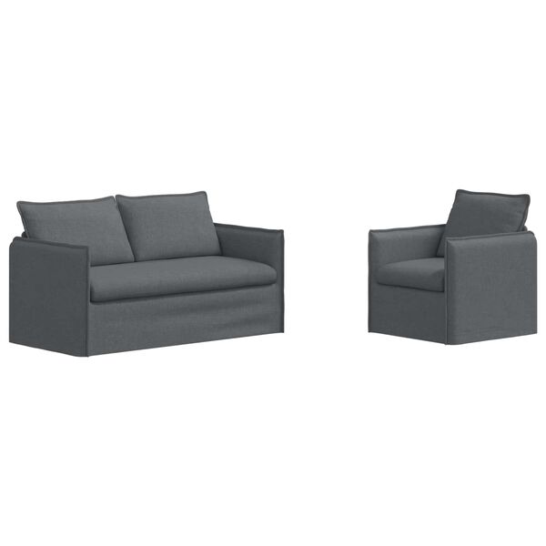 vidaXL Sada pohoviek 2 pcs Tmavosiv&aacute; 156 x 82 x 85 cm L&aacute;tka