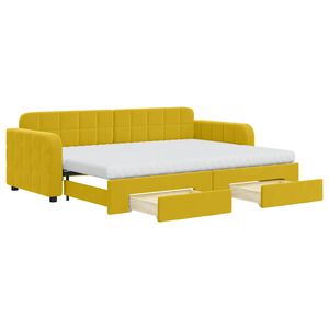 vidaXL Rozkladacia denn&aacute; posteľ s matracmi žlt&aacute; 80x200 cm zamat