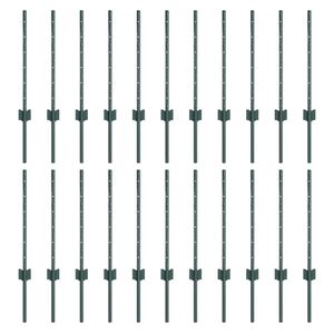 vidaXL Stĺp na plot. 22 pcs Zelen&aacute; 100 cm Oceľ