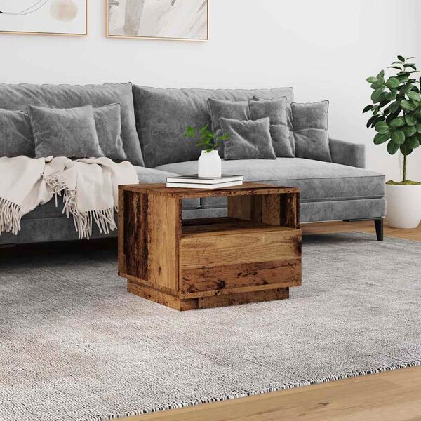 vidaXL Konferenčn&yacute; stol&iacute;k s LED svetlami star&eacute; drevo 50x49x40 cm