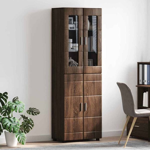 vidaXL Highboard FLORIN Hned&yacute; dub 60 x 35 x 182 cm Kompozitn&eacute; drevo