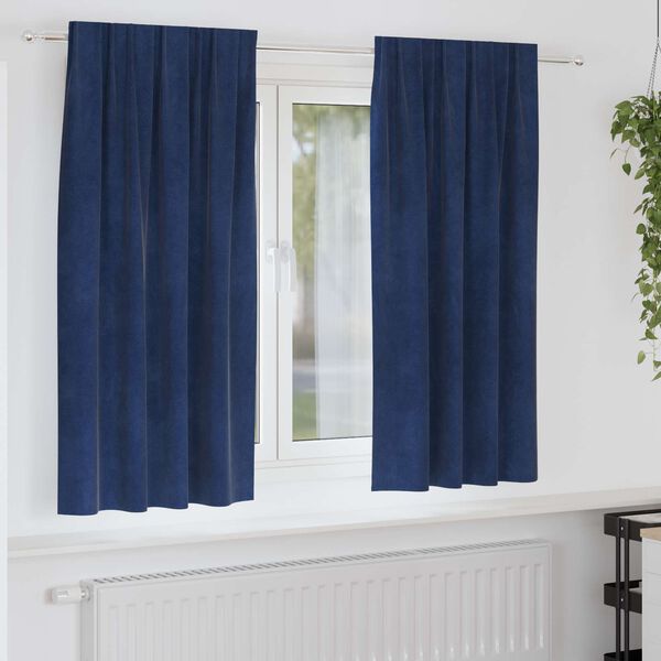 vidaXL Zatemňovacie z&aacute;vesy 2 pcs Tmavomodr&aacute; 140 x 175 cm Zamat