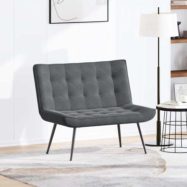 vidaXL Lavička tmavosivá 110x74x84 cm zamat