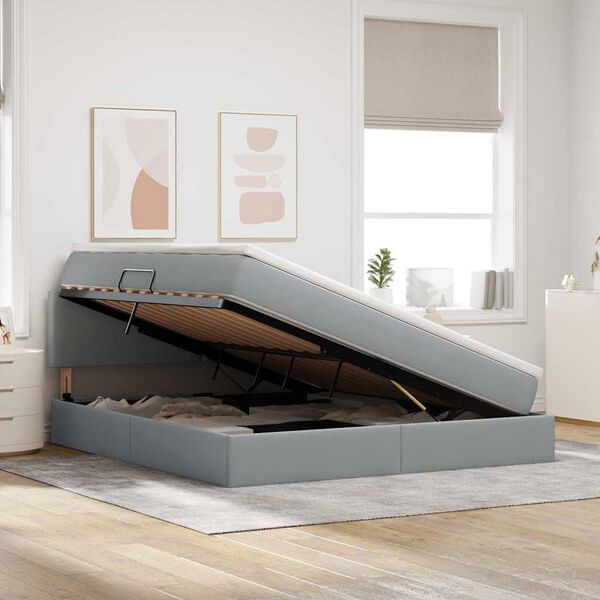 vidaXL Postel s &uacute;ložn&yacute;m prostorem a matrac&iacute; Svetlosiv&aacute; 160 x 200 cm